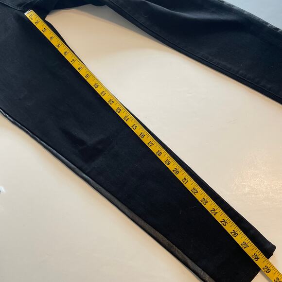 Ecru Los Feliz Black Denim & Faux Leather Jeans Womens Size 26 High Rise Skinny - Picture 11 of 11